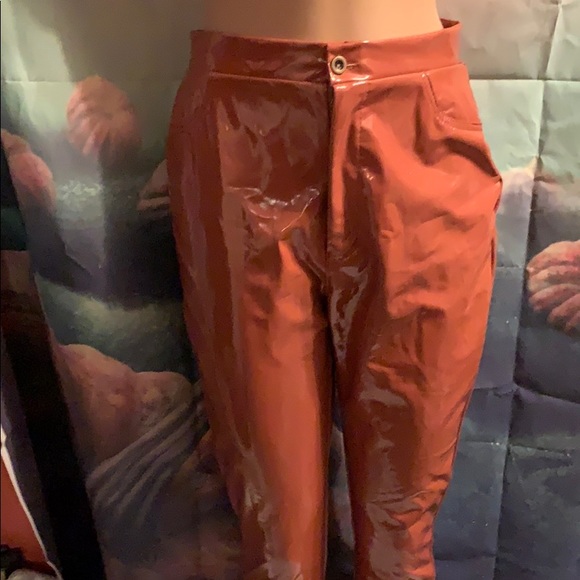 New Milk Chocolate Vinyl Pants Small 28” waist - Picture 2 of 7